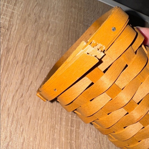 Longaberger handmade basket small pocket broken trim comes with pin 2004  HOPE - Picture 5 of 7